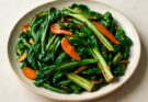 Tatsoi hosszúkás csíkos (Brassica rapa var. rosularis longifolia striata) stir-fry